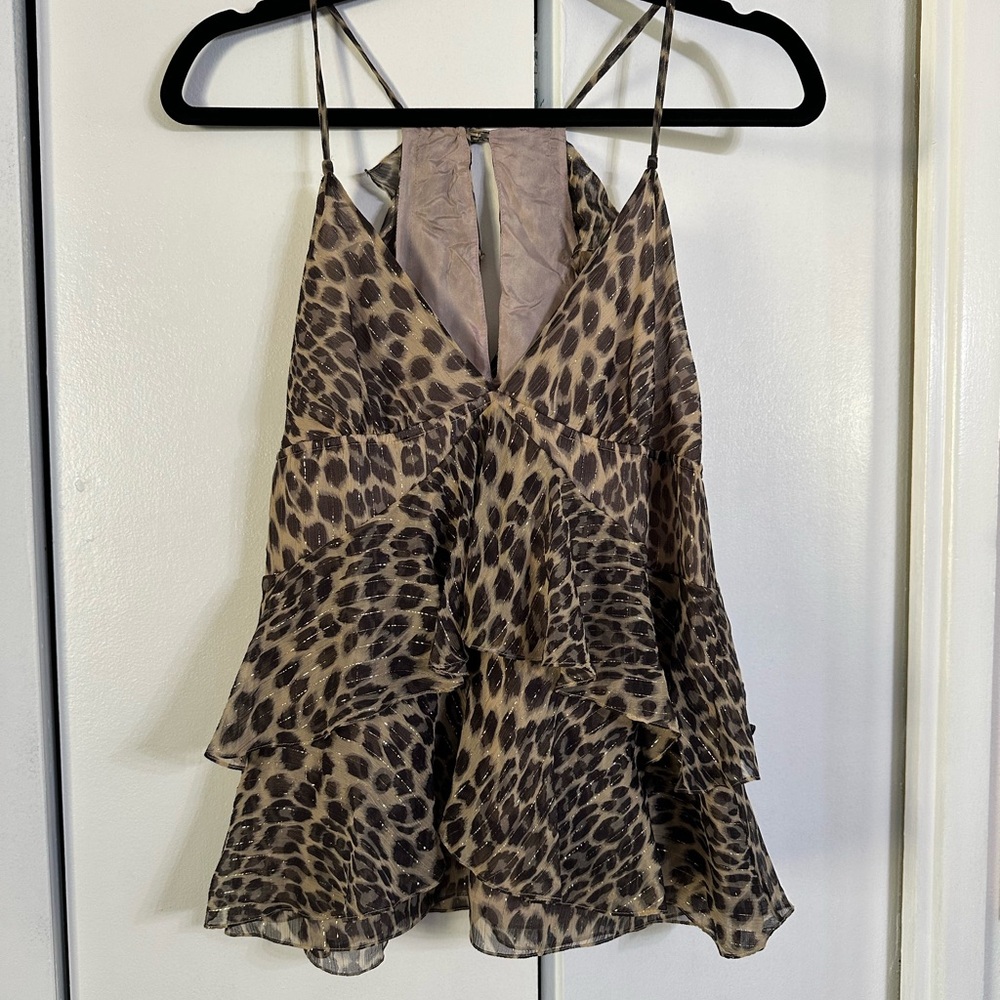 Leopard Print Halter Top REBECCA TAYLOR size 4